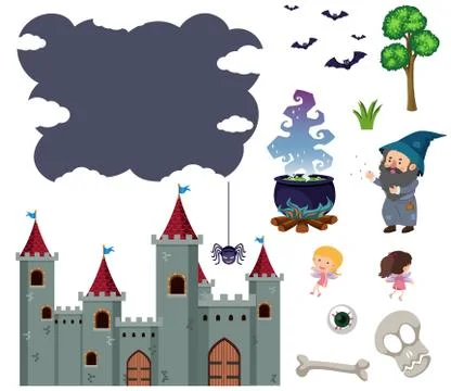 Set of isolated objects theme magic Illustrazione stock