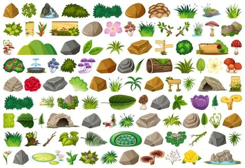 Set of isolated objects theme - nature Stock Illustration