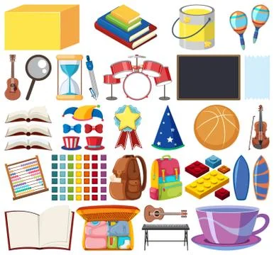 Set of isolated objects theme school itmes Stock Illustration