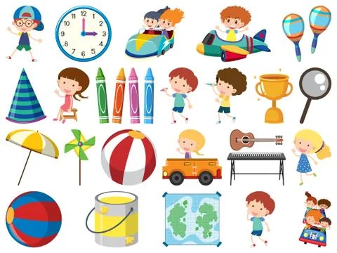 Set of isolated objects theme school Stock Illustration