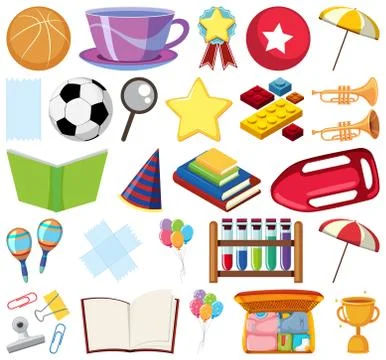 Set of isolated objects theme school Stock Illustration
