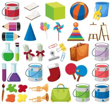 Set of isolated objects theme school Stock Illustration