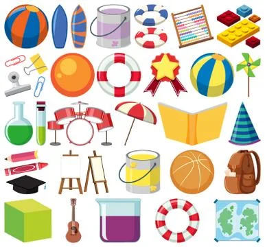 Set of isolated objects theme school Stock Illustration