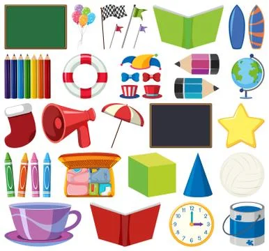 Set of isolated objects theme stationeries Illustrazione stock
