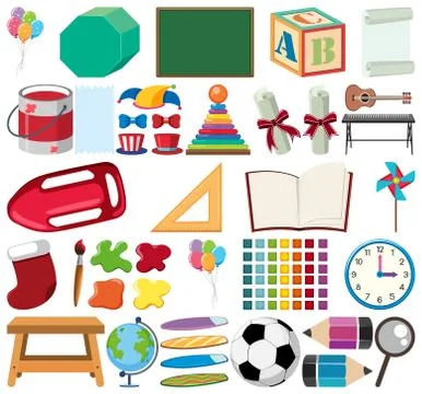 Set of isolated objects theme stationeries Stock Illustration