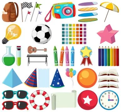 Set of isolated objects theme stationeries Stock Illustration