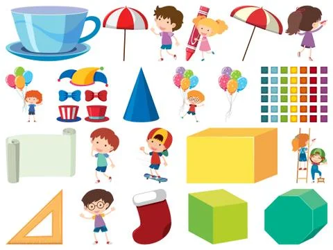 Set of isolated objects theme stationeries Stock Illustration