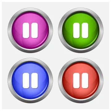 Set of isolated pause glossy vector web buttons. Beautiful internet buttons. Illustrazione stock