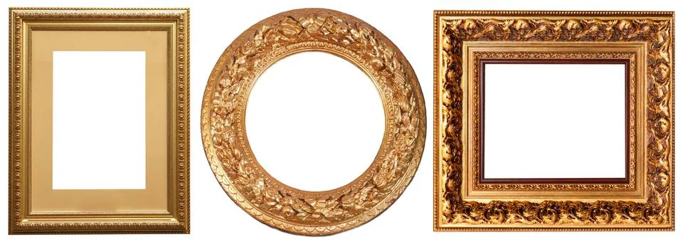 Set of isolated picture frames gallery Foto stock