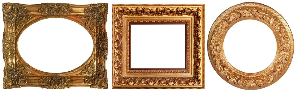 Set of isolated picture frames gallery exhibition interior Stock Photos