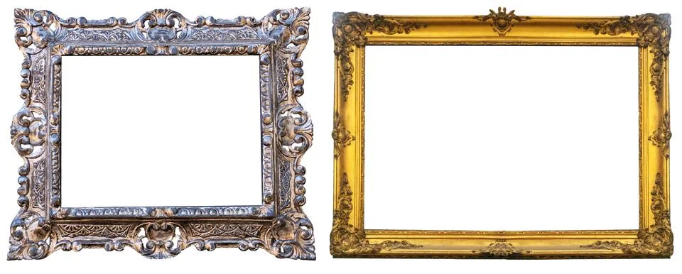Set of isolated picture frames gallery exhibition interior Stock Photos