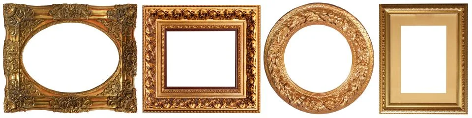 Set of isolated picture frames gallery exhibition interior Stock Photos