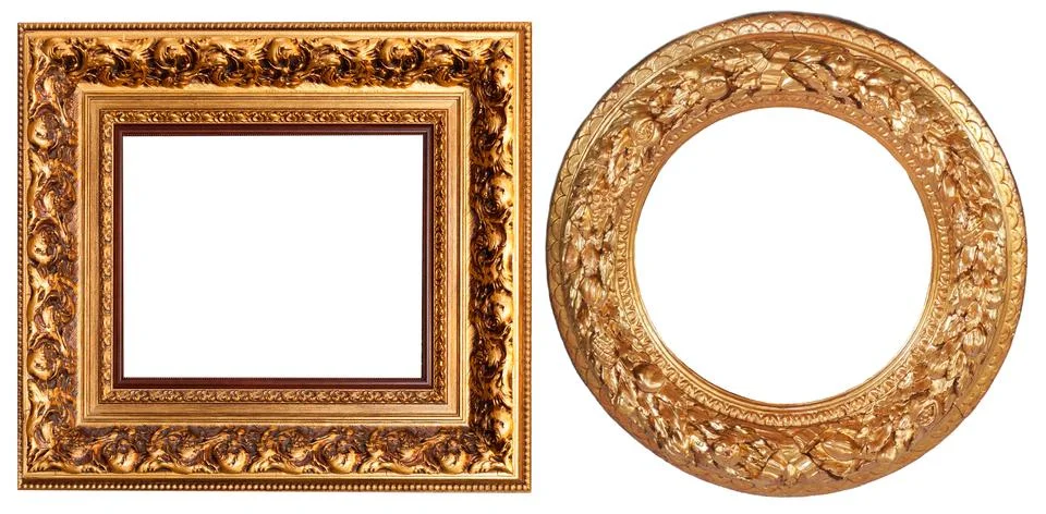 Set of isolated picture frames gallery exhibition interior Foto stock
