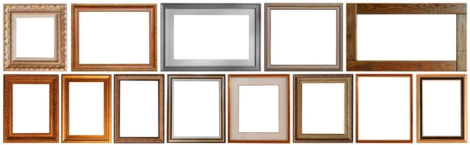 Set of isolated picture frames gallery Stock Photos