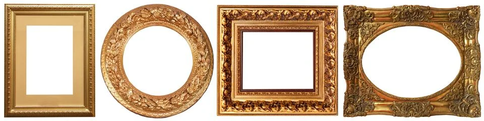 Set of isolated picture frames gallery Stock Photos