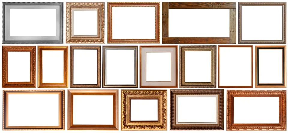 Set of isolated picture frames gallery 스톡 사진