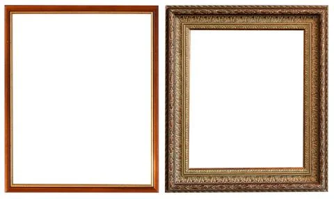 Set of isolated picture frames gallery exhibition interior Stockfoto's