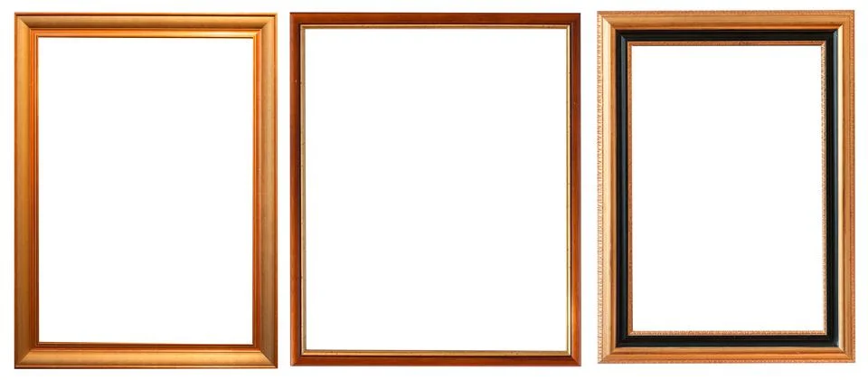 Set of isolated picture frames gallery exhibition interior Stock Photos