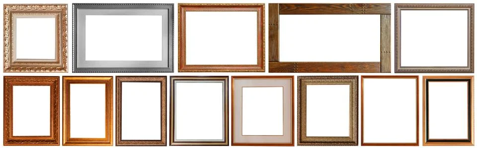Set of isolated picture frames gallery Stockfoto's