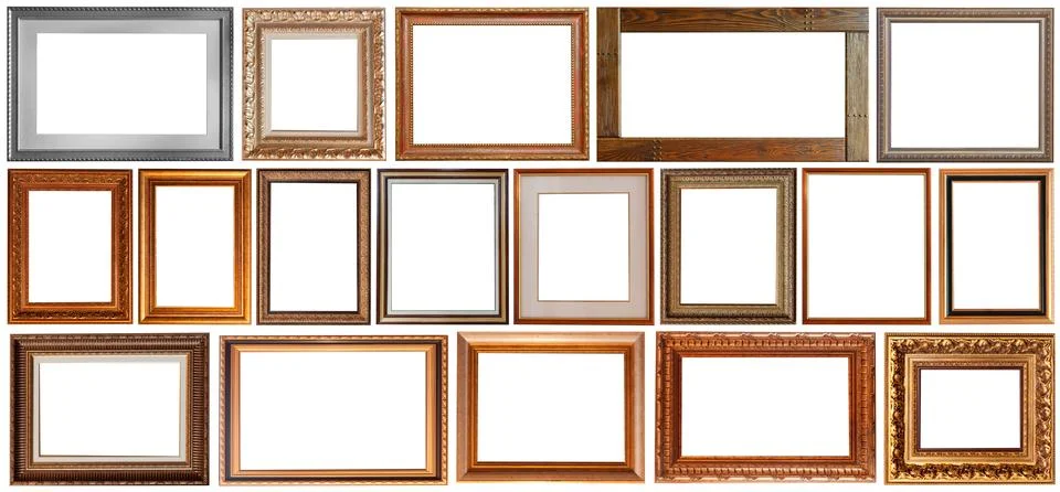 Set of isolated picture frames gallery Stockfoto's