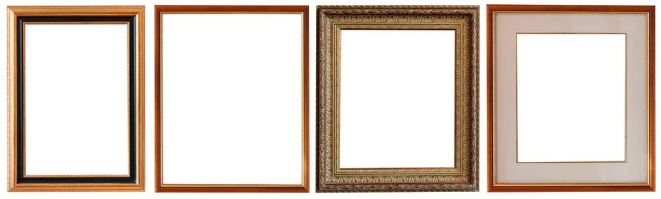 Set of isolated picture frames gallery exhibition interior Stockfoto's