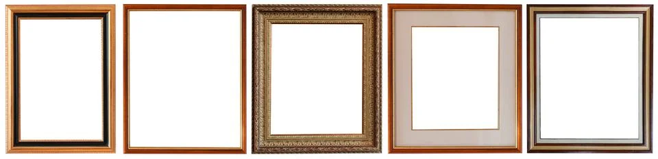 Set of isolated picture frames gallery exhibition interior Stock Photos