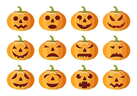 Set of isolated pumpkins on white background. Stock-Illustration