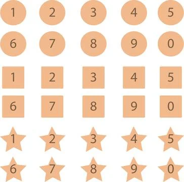 Set isolated shapes circles squares asterisks carrot Stock Illustration