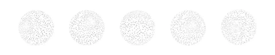 Set of isolated spheres with dot pattern with different slopes. Halftone ball Stock Illustration