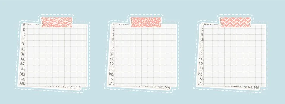 Set of isolated square mockup papers with dots, pieces of newspaper on the bo Stock Illustration