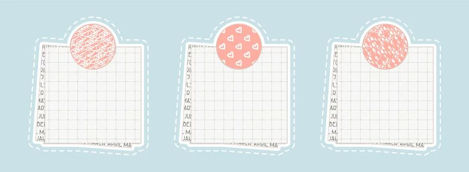 Set of isolated squared mockup papers with dots, pieces of newspaper on the b Illustrazione stock