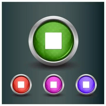Set of isolated stop glossy vector web buttons. Beautiful internet buttons. Stock Illustration