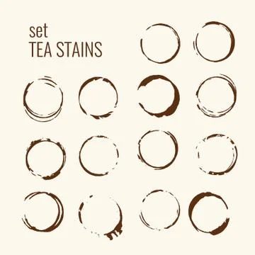 Set of isolated tea stains. Stock Illustration