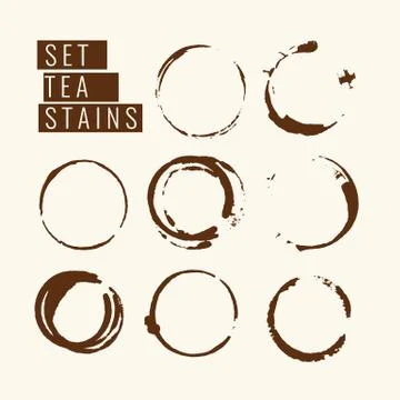 Set of isolated tea stains. Stock Illustration