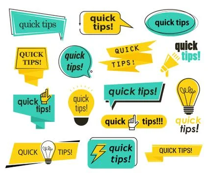 Set of isolated tips icons, quick advice and info Stock Illustration