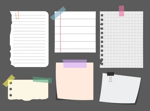 Set Of Isolated Torn Striped Notes. Vector Illustration Stock Illustration