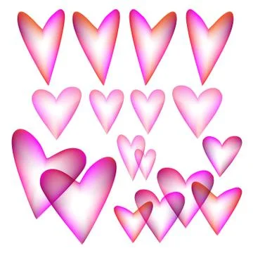 Set with isolated transparent elements in the form of hearts Stock Illustration