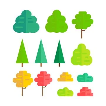 Set of Isolated Trees Stock Illustration