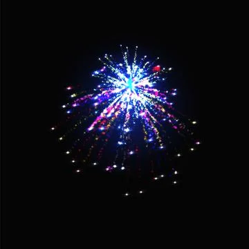 Set of isolated vector fireworks on a transparent background. Stock Illustration