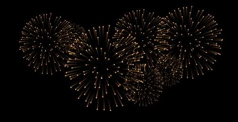 Set of isolated vector fireworks on a transparent background. Stock Illustration