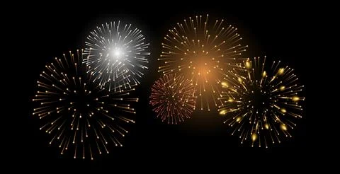 Set of isolated vector fireworks on a transparent background. Illustrazione stock