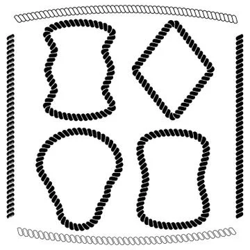 Set of isolated vector frames of rectangular shape simulating marine rope Stockillustratie
