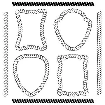 Set of isolated vector frames of rectangular shape simulating marine rope Stock Illustration