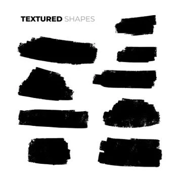 Set of isolated vector hand drawn dry brush textured brush strokes. Irregular 库存插图