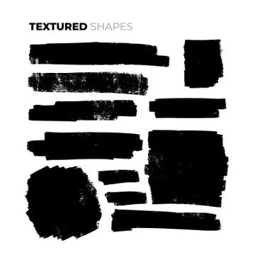 Set of isolated vector hand drawn dry brush textured brush strokes. Irregular Illustrazione stock