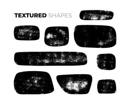 Set of isolated vector hand drawn dry brush textured smooth, streamlined, curved Stock Illustration