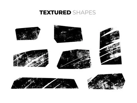 Set of isolated vector hand drawn dry brush textured shapes. Sharp polygonal イラスト素材