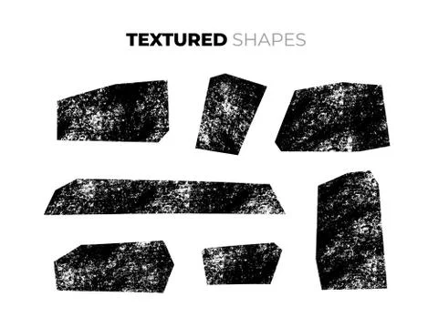 Set of isolated vector hand drawn dry brush textured shapes. Sharp polygonal イラスト素材