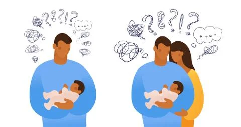 Set of isolated vector illustrations about issues of childbearing, upbringing Illustrazione stock