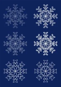 A set of isolated vector snowflakes for design Stock Illustration